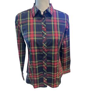 ⭐️ Women’s Talbots Fitted Plaid Button Up Shirt. Size 4 Petite